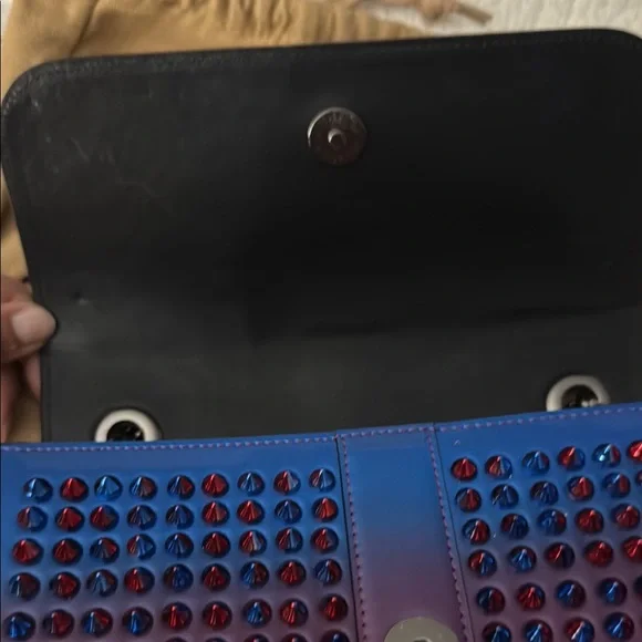 Louboutin Studded Blue and Red Women's Bag - Picture 13 of 17